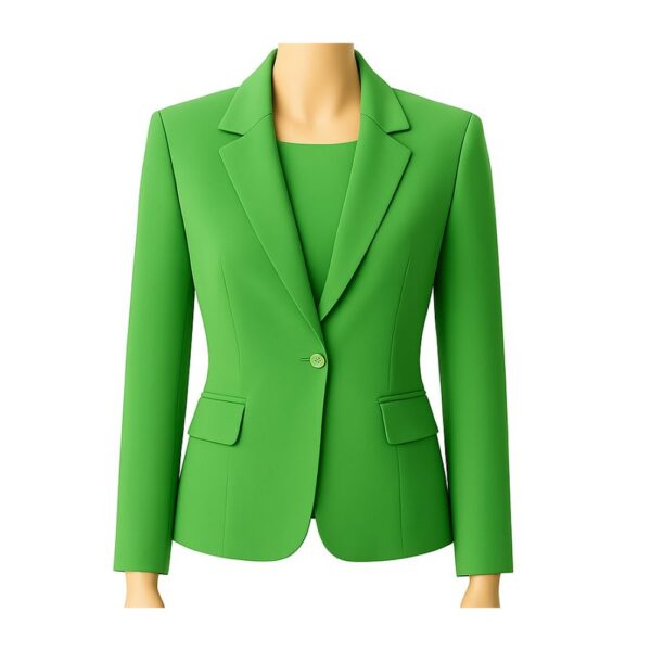 Elegant Women's Set with Blazer and Pleated Skirt – Green - Image 2