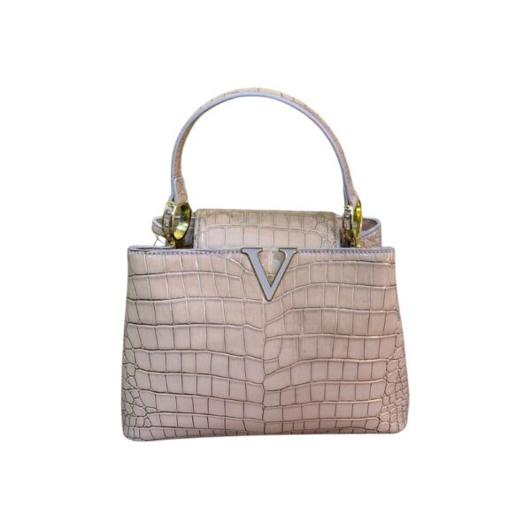 Women's Handbag in Synthetic Leather with Croco Texture – Model V Luxury