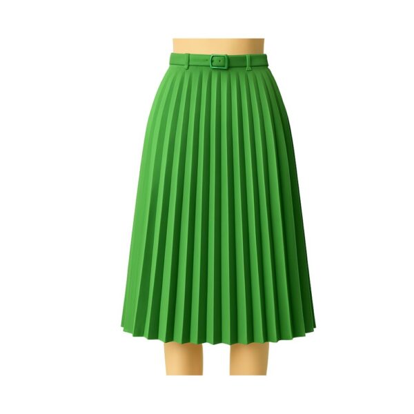 Elegant Women's Set with Blazer and Pleated Skirt – Green - Image 3