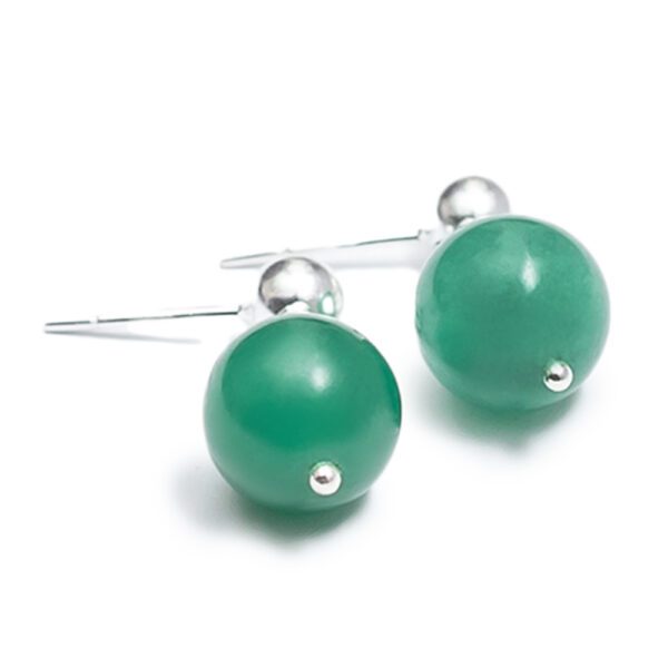 Earring with Green Agate Stone and Silver Base – Natural Beauty with a Sophisticated Touch