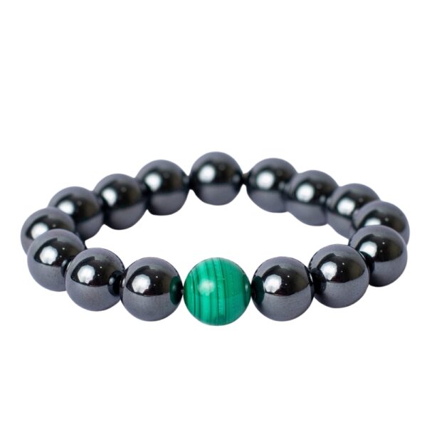 Pulseira de Hematita e Malaquita 8mm - Energia e Equilíbrio