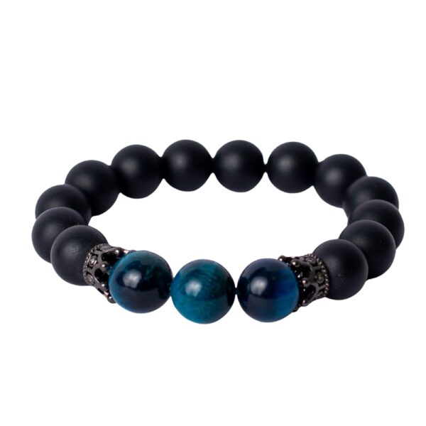 Pulseira de Ônix e Olho de Tigre 6mm - Proteção e Força