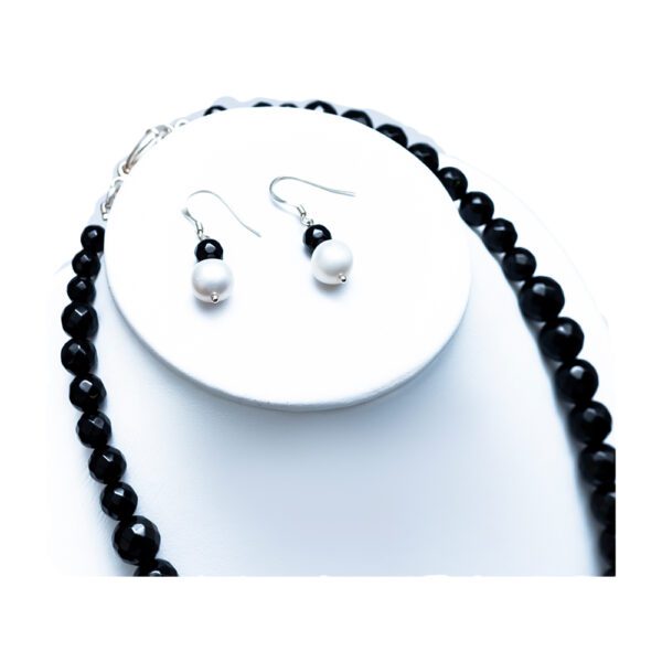 Conjunto Colar e Brincos com Turmalina Preta Facetada - Imagem 3