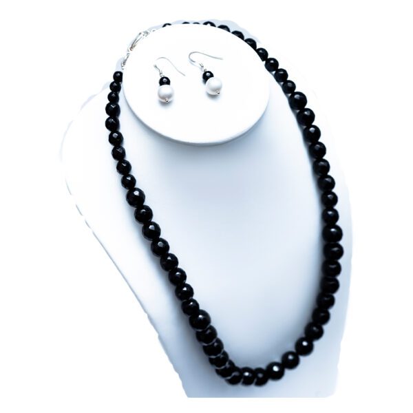 Conjunto Colar e Brincos com Turmalina Preta Facetada - Imagem 2